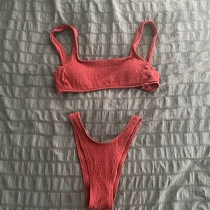 Aerie high cut burnt orange textured bikini